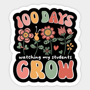 100 Days Growing Boho Flowers Teacher 100th Day of School Sticker